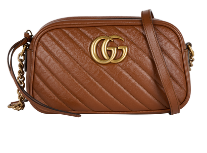 Small GG Marmont Matelasse Camera Bag, &pound;795, Handbags, Brown, Leather, Front view